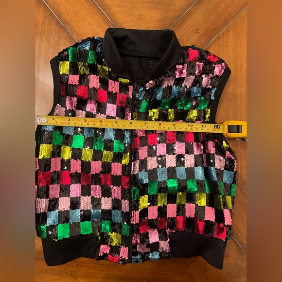 Revolution Multicolor Sequin Dance Vest with Zipper | Hip Hop Costume - Picture 3 of 5